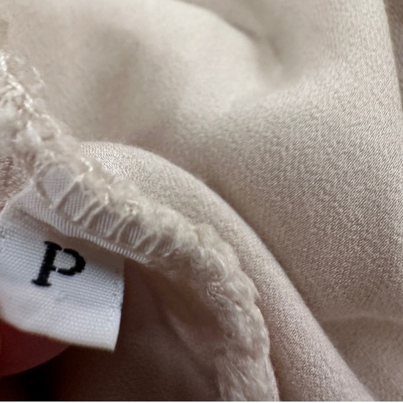 Pharaoh Beige Satin Slip Dress with Frayed Trim, Size P/XS - Picture 12 of 13